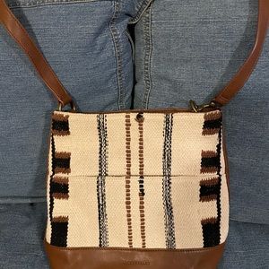 Lucky Brand Leather and woven handbag.